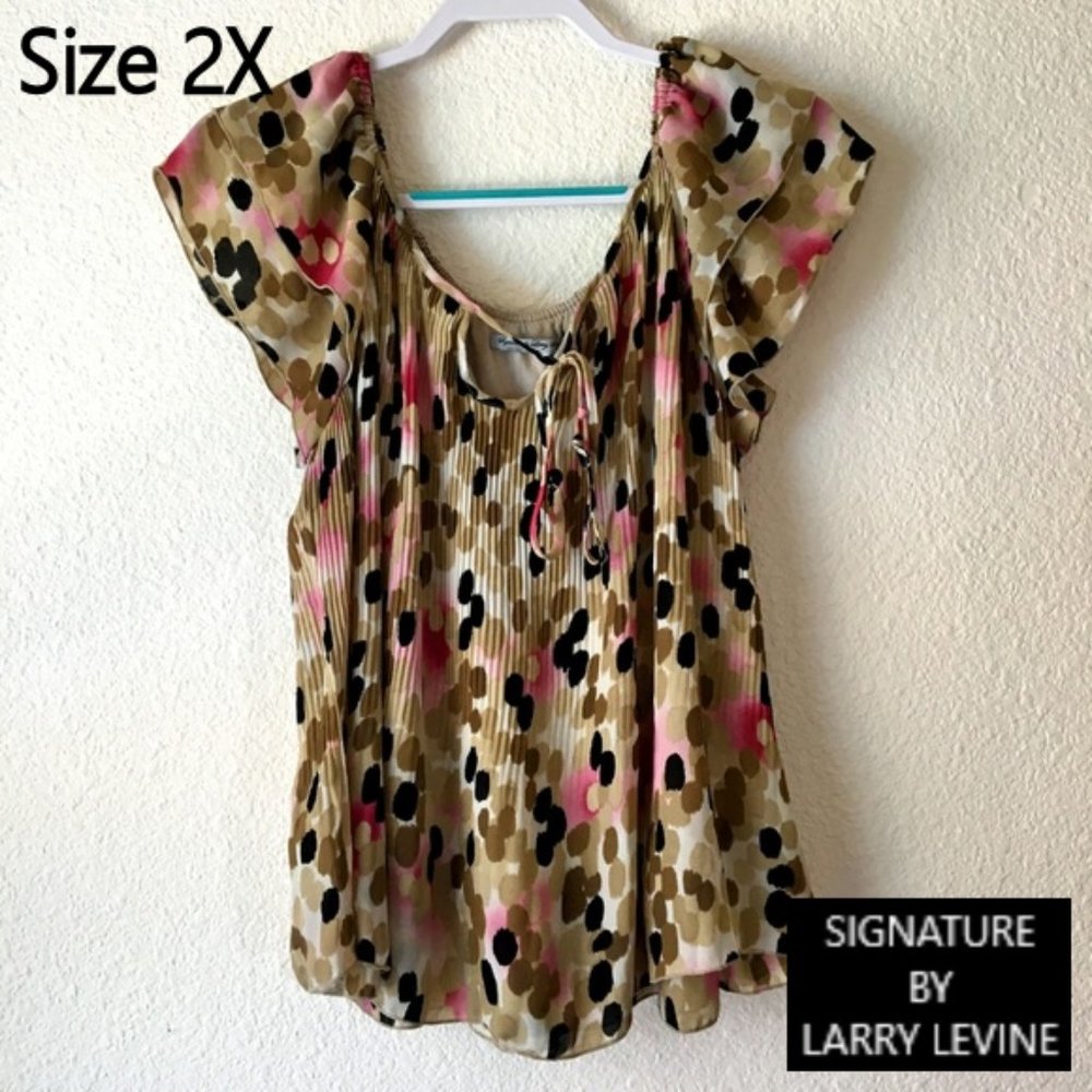 Signature by Larry Levine Flutter Sleeve Top - 2XL